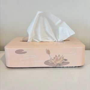 Vintage McGregor 1960's Lotus flower pastel pink tissue box cover made in Japan